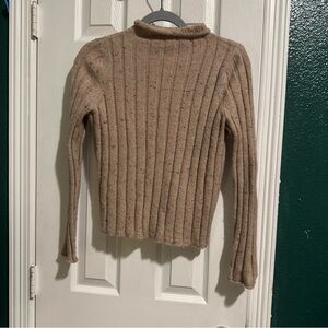 Madewell Ribbed Cowl Neck Sweater in Tan
